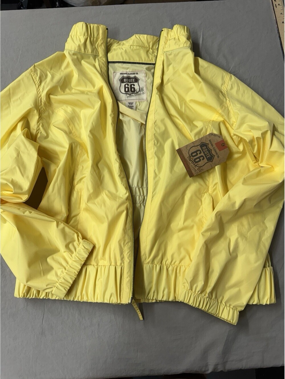 Vintage Route 66 Bomber Puffer Rain Jacket Yellow Size Womens XL